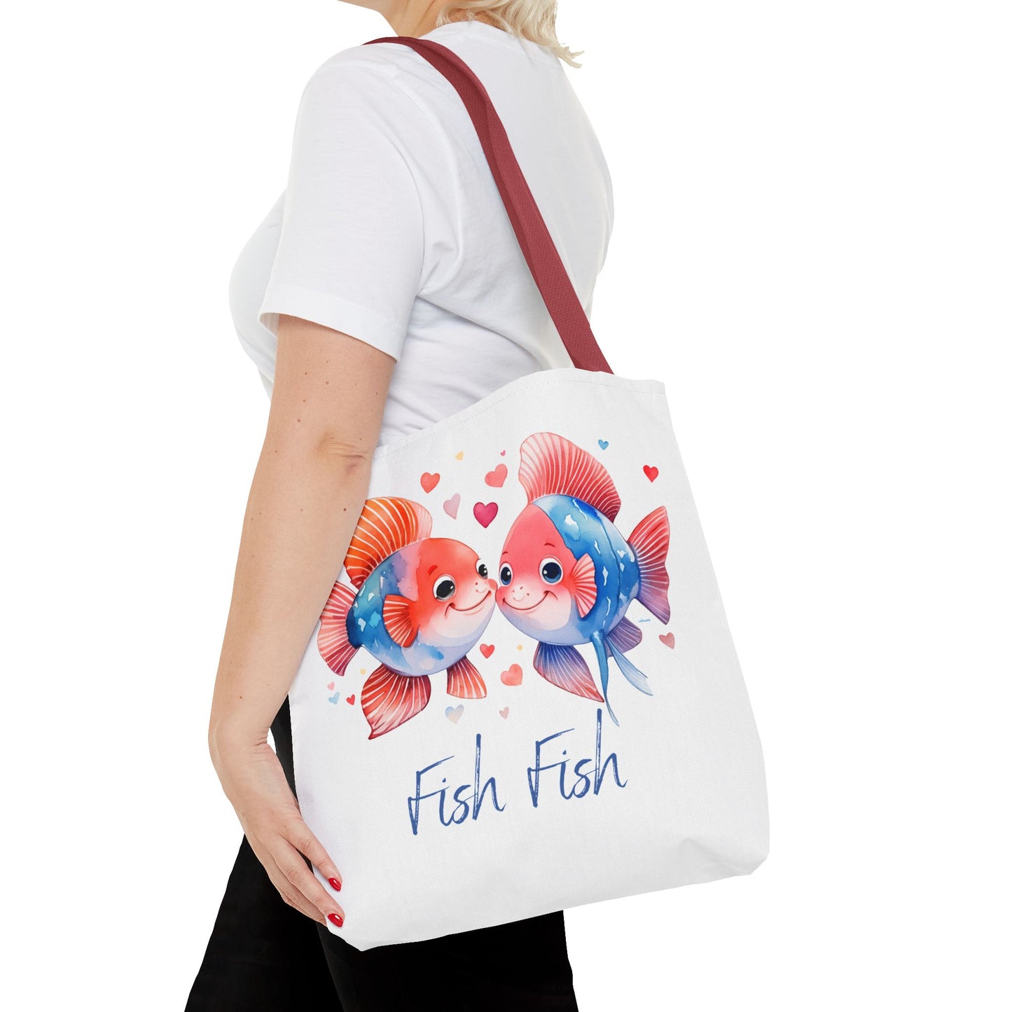 Cute Fish Couple Tote Bag — 'Fish Fish' Romantic Sea Life Beach Shopper