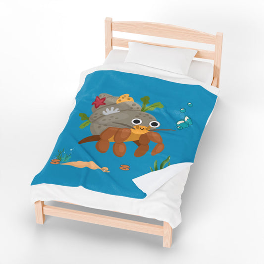 Hermit crab with shell underwater Velveteen Plush Blanket