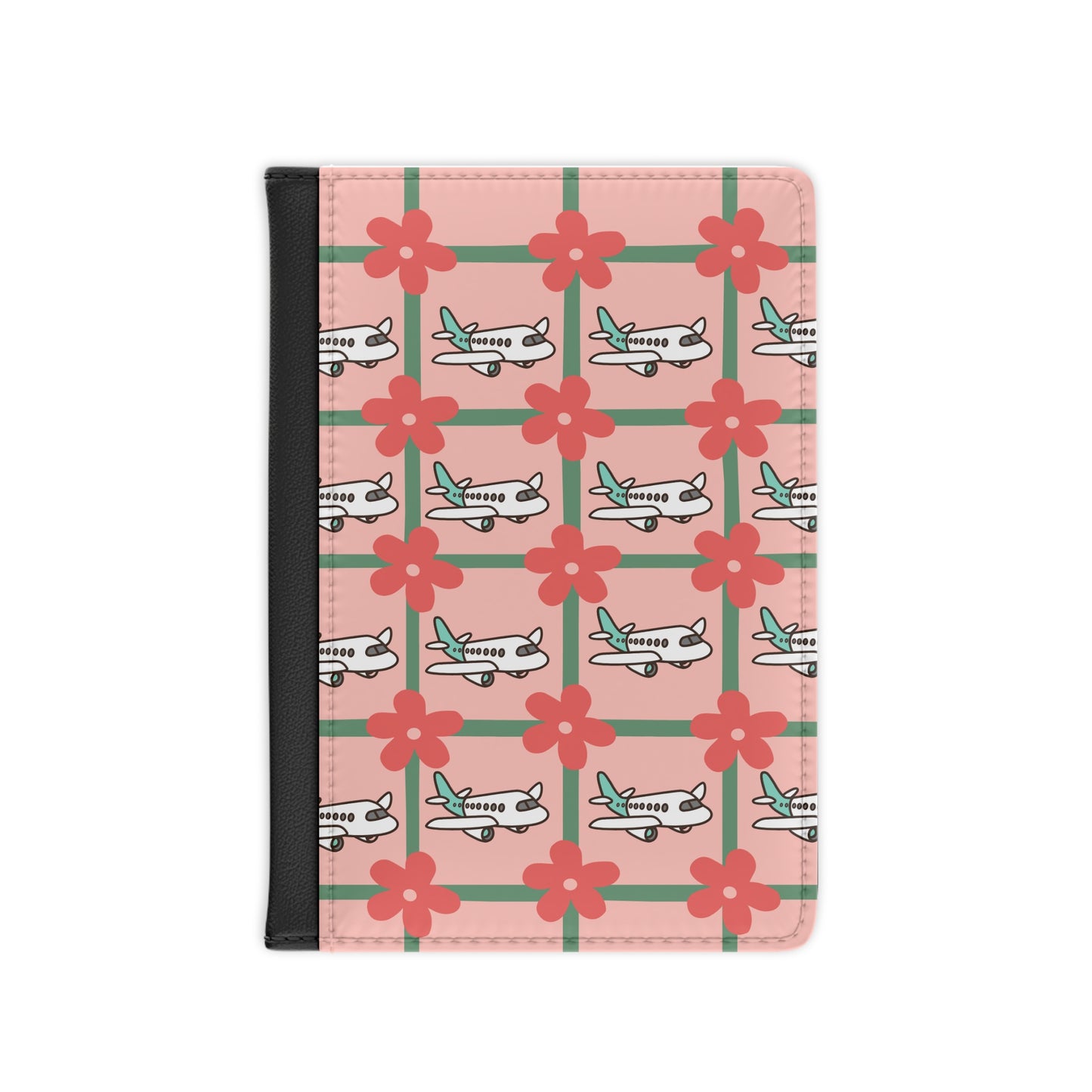 Aviator Floral Passport Cover — Retro Plane & Pink Flower Travel Case