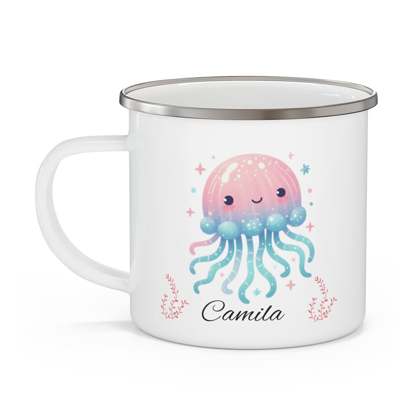 Personalized Jellyfish Enamel Camping Mug
