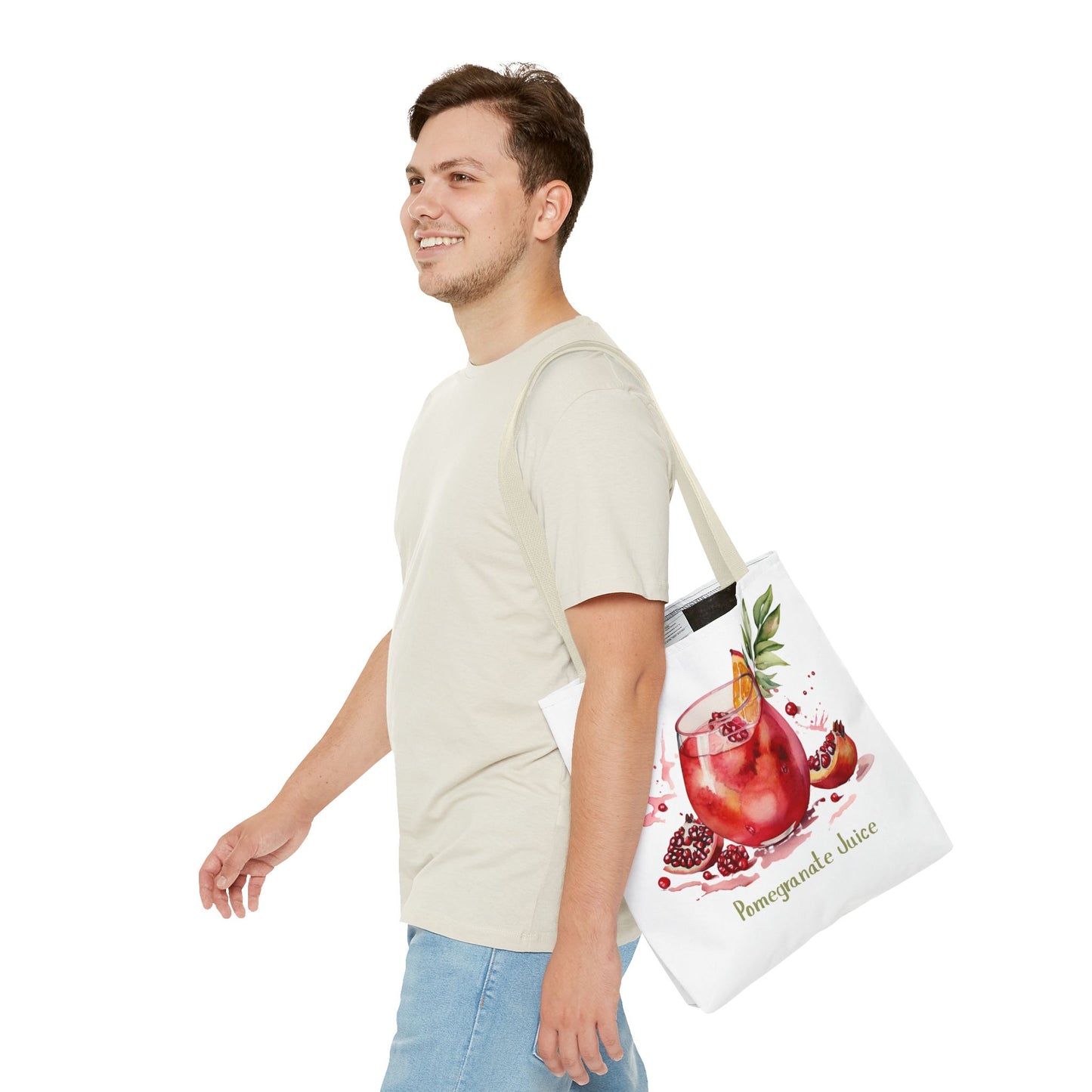 Pomegranate Juice Tote Bag — Watercolor Fruit Canvas Tote