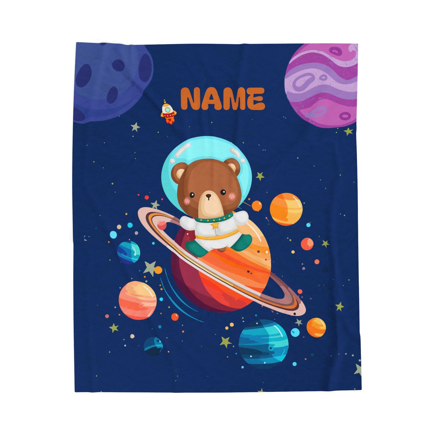 Space-Themed Velveteen Plush Blanket for Kids, Cozy Planet Bear Blanket, Personalized Children's Blanket, Great Gift for Baby Showers, [...]