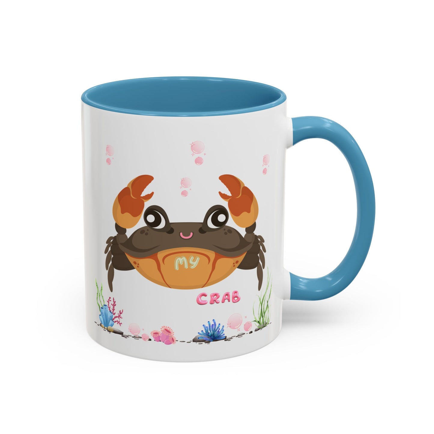 Crab with subtle bubbles and underwater flora Coffee Mug