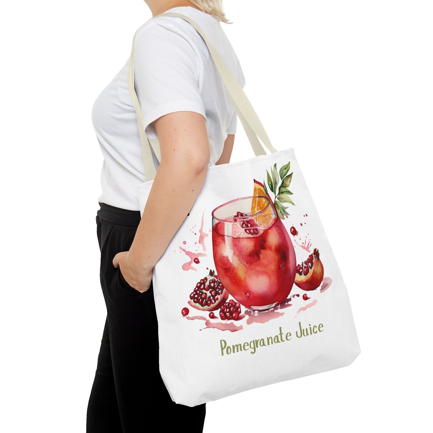 Pomegranate Juice Tote Bag — Watercolor Fruit Canvas Tote