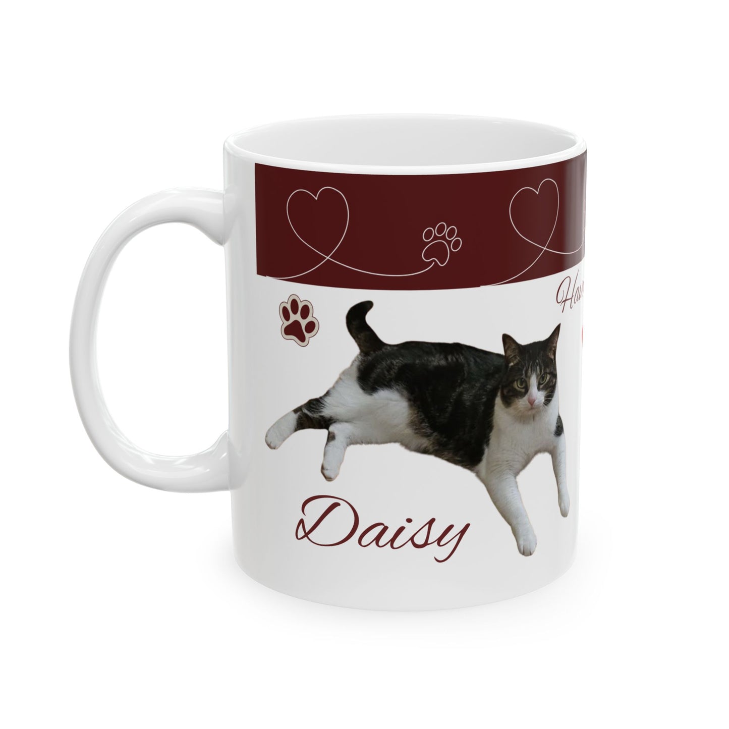 Have a Nice Day Cat Mug — Cute Paw Print Ceramic Coffee Cup (11oz/15oz)