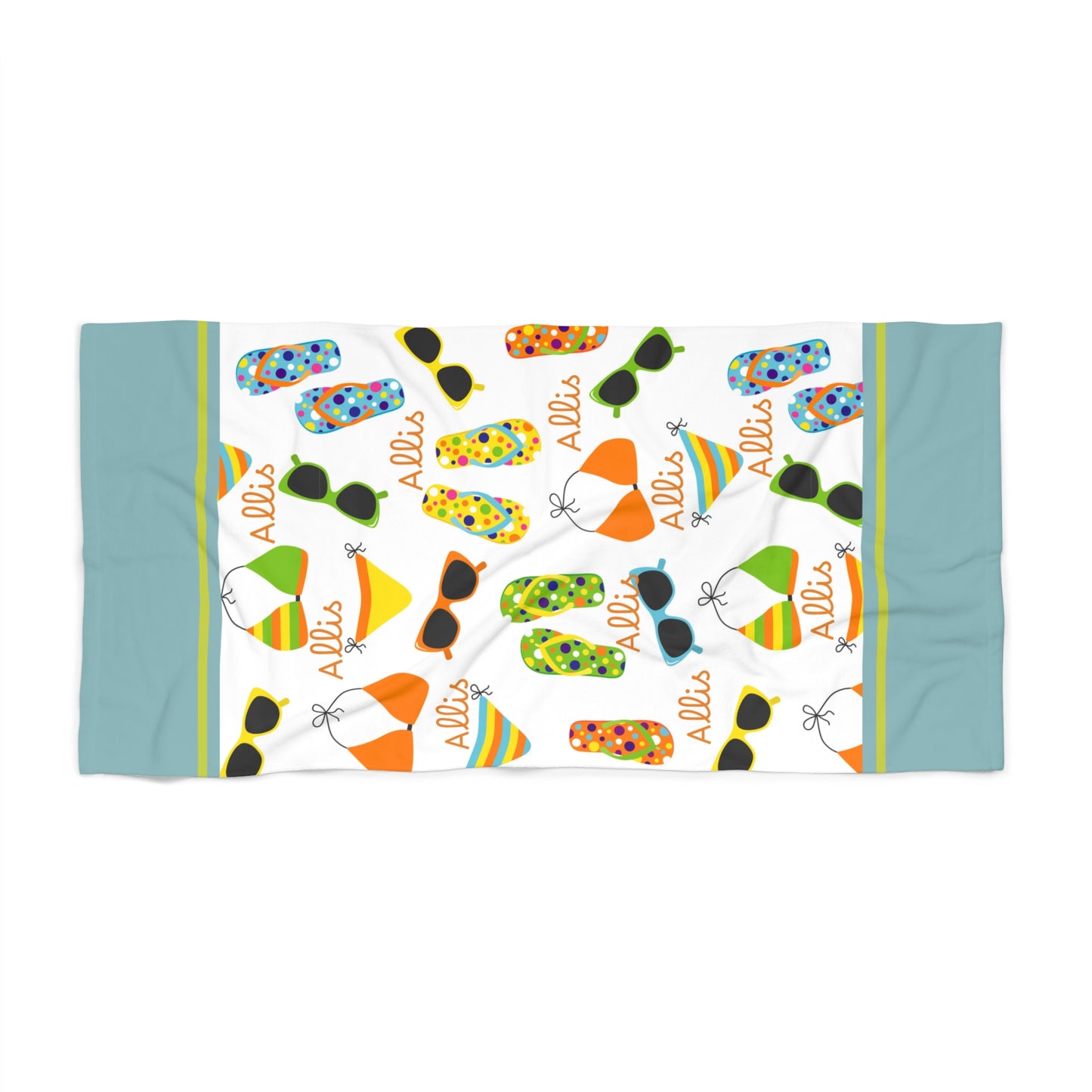 Tropical Flip-Flop Beach Towel - Summer Sunglasses & Bikini Print