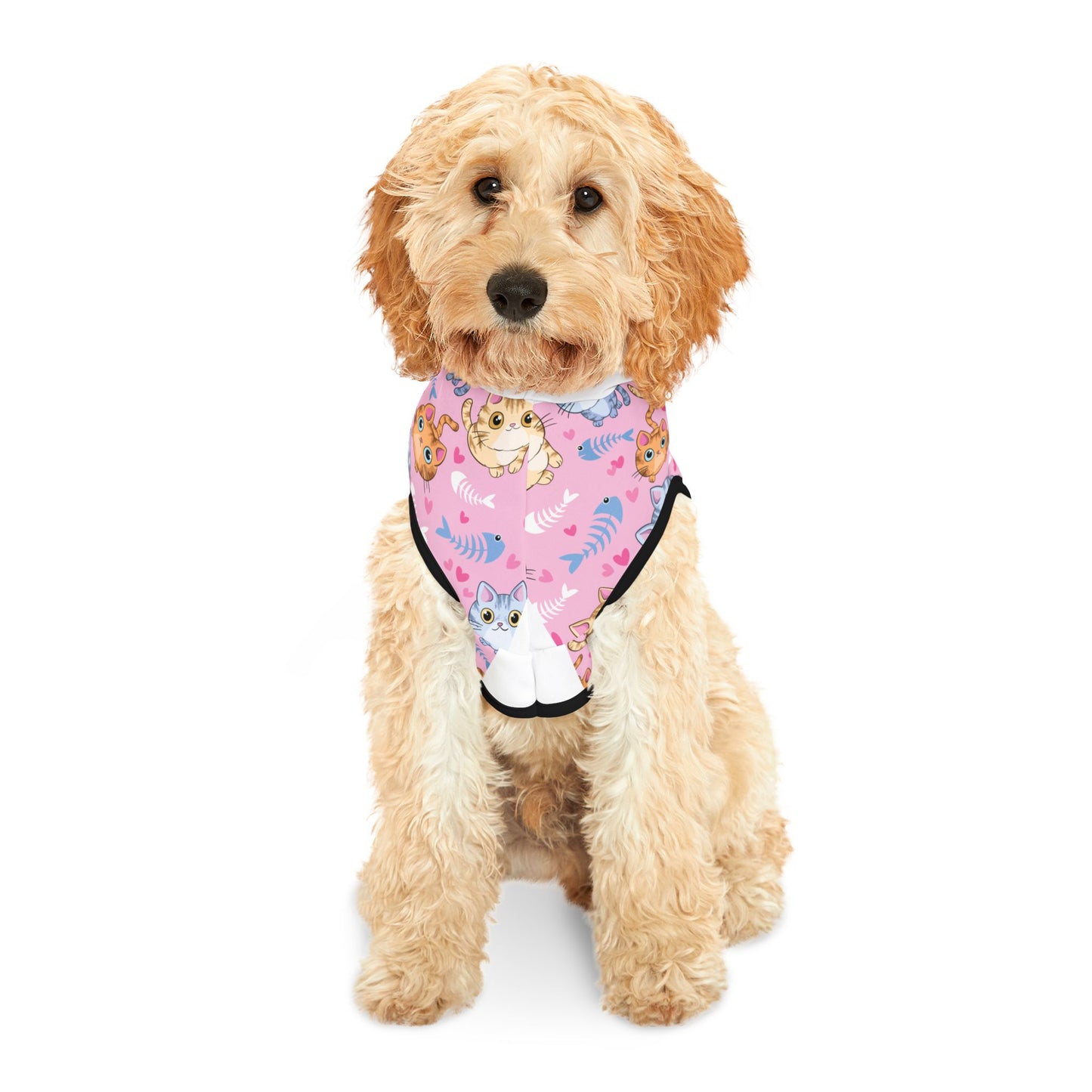 Cute Kitty Print Pet Hoodie - Pink Cat Pattern Dog & Cat Hoodie