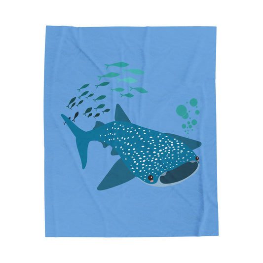 Whale Shark school of fish and buddles Velveteen Plush Blanket