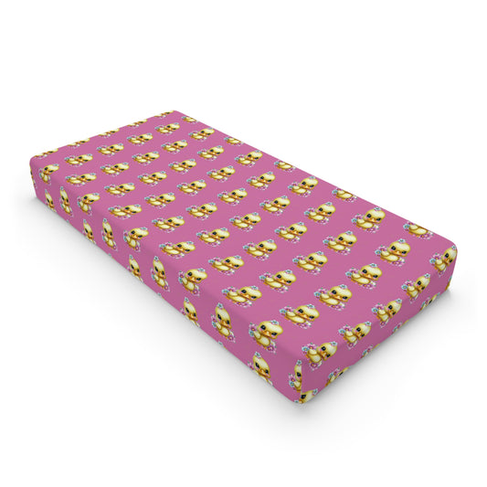 Pink Baby Changing Pad Cover with Cute Duck Pattern – Waterproof Fitted Crib Changing Mat Cover