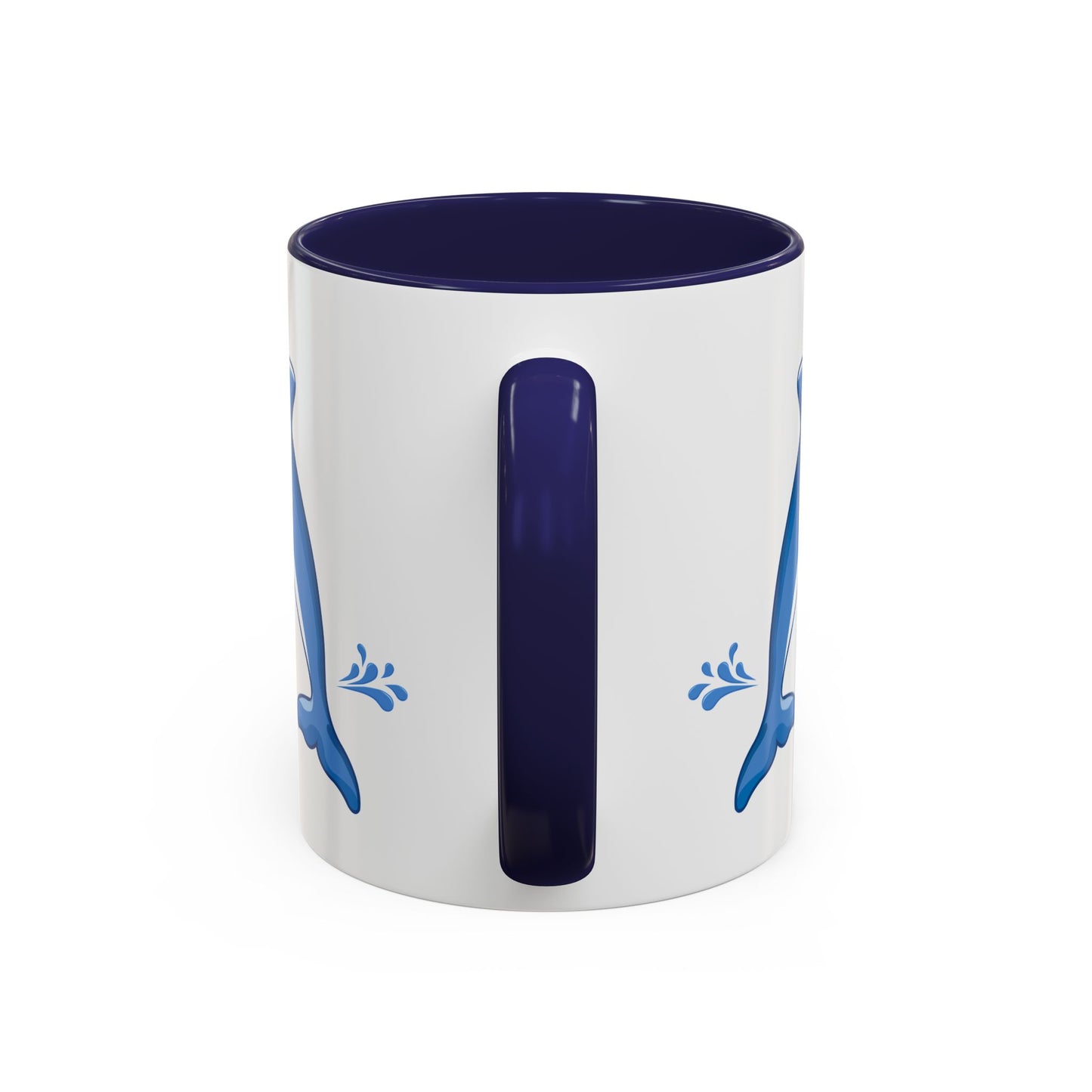 Dolphin wearing a straw hat with stylized water splashes Coffee Mug