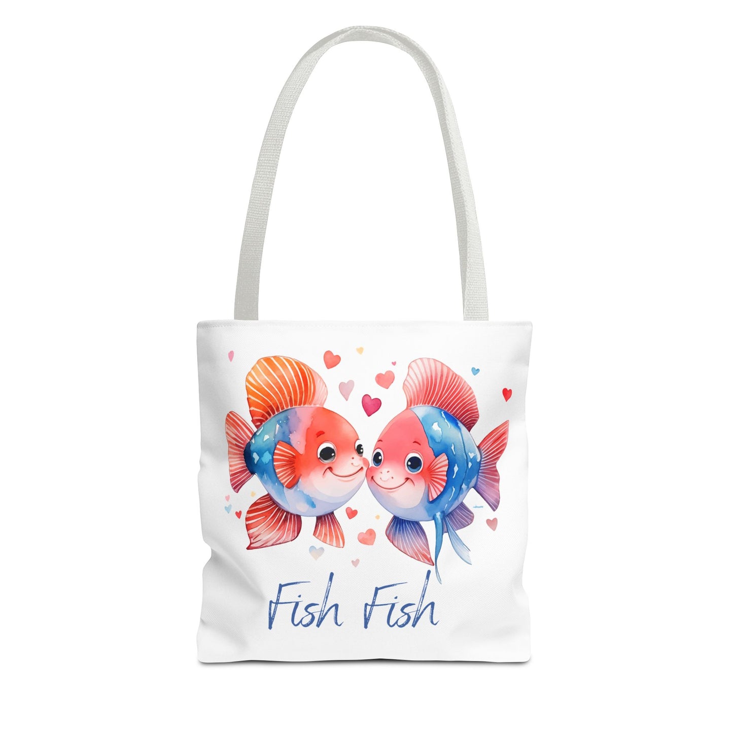 Cute Fish Couple Tote Bag — 'Fish Fish' Romantic Sea Life Beach Shopper