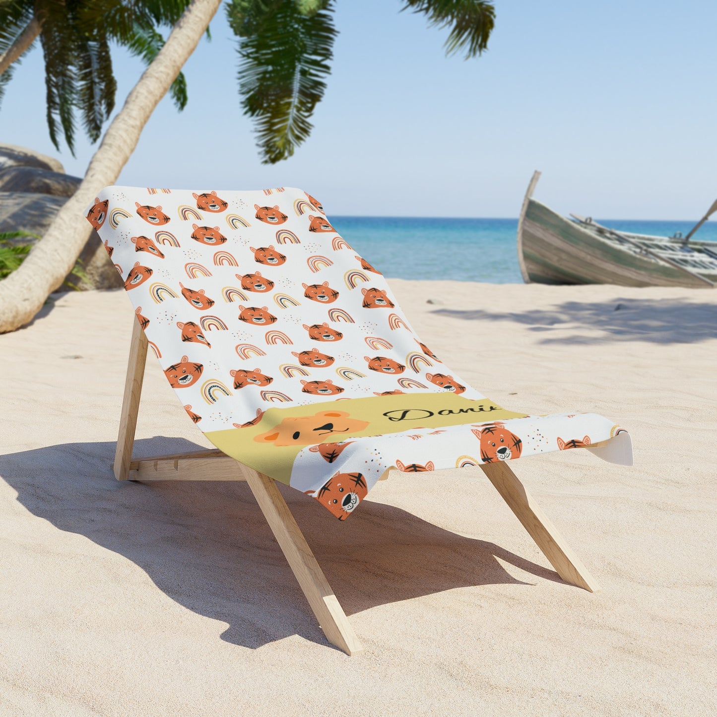 Personalized Teddy Bear Beach Towel — Cute Kids Summer Towel with Name