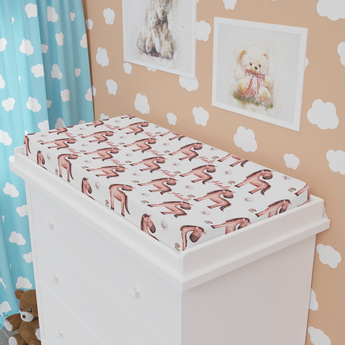 Baby Changing Pad Cover — Boho Blush Flamingo Nursery Pattern