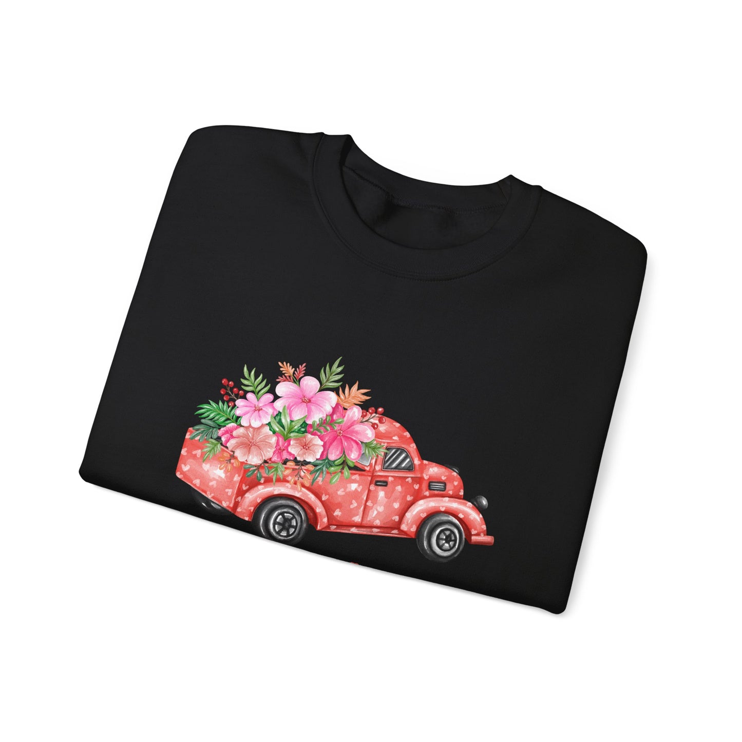 Flower Truck Crewneck Sweatshirt, Cozy Unisex Sweater for Valentine's Day, Comfortable Gift for Him/Her, Casual Love Apparel, Floral [...]