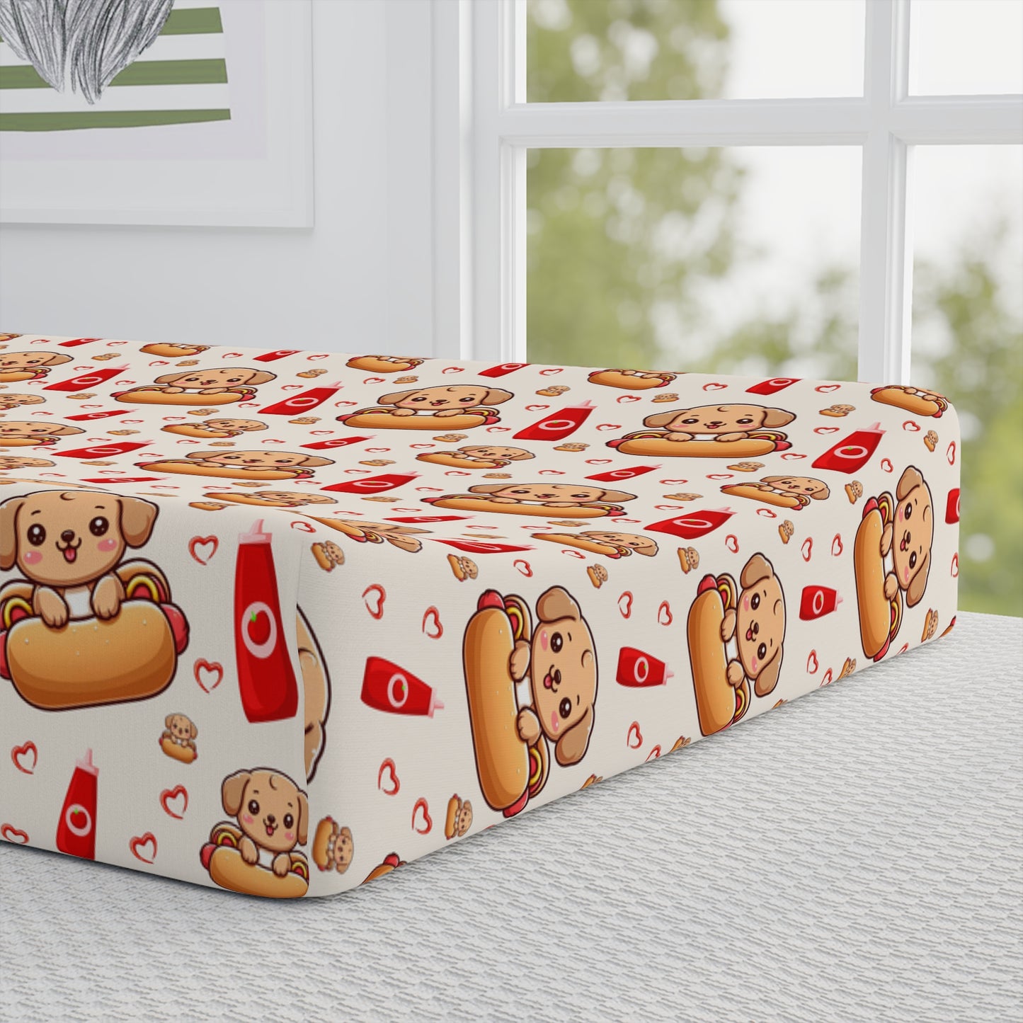 Changing Pad Cover — Personalized Puppy & Milk Bottle Nursery Crib Protector