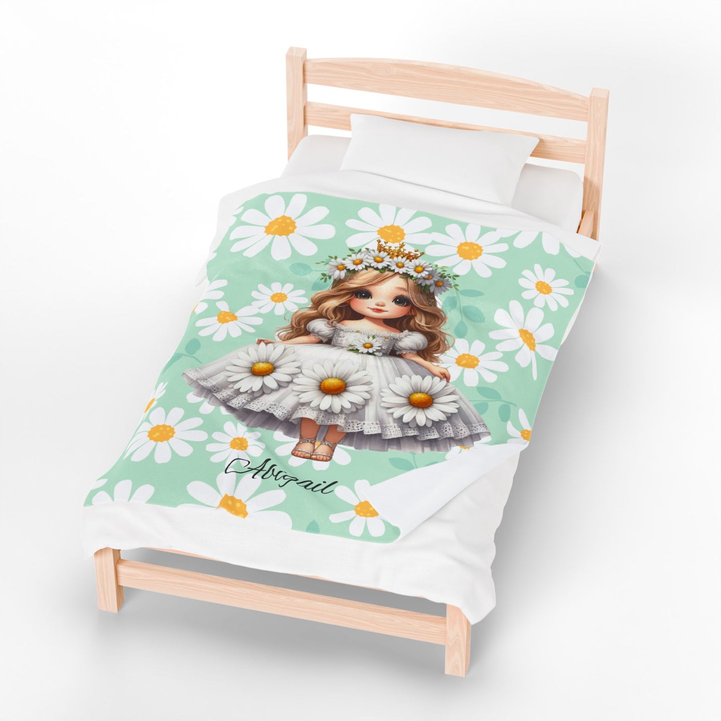 Personalized Floral Velveteen Plush Blanket | Cozy Gift for Kids, Nursery Decor, Birthday, Baby Shower, Home Decor