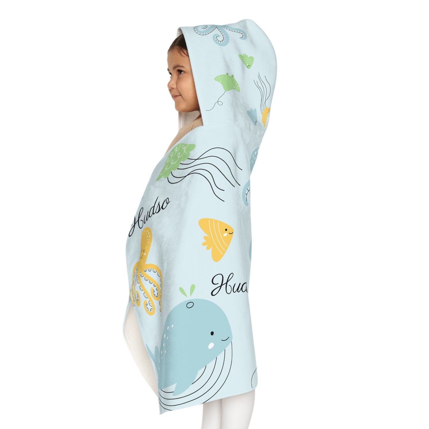 Hooded Towel - Cute Ocean Animals Kids Beach & Bath Towel (Octopus, Whale, Seahorse)