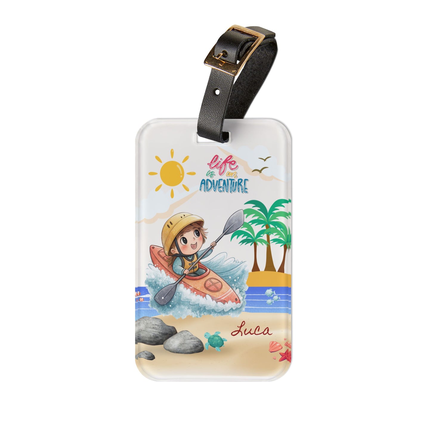 Kayak Adventure Luggage Tag — 'Life Adventure' Beach Kayaker Personalized Travel ID