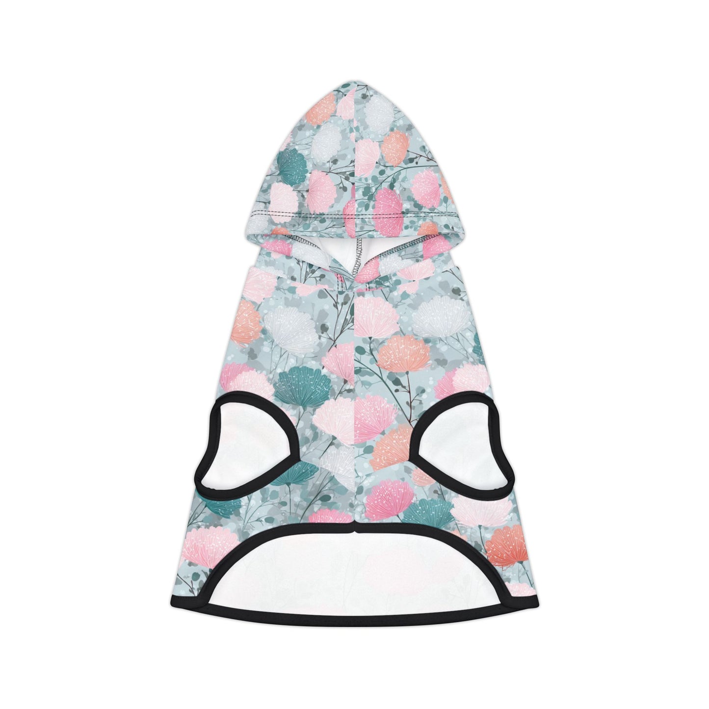 Dog Hoodie – Pastel Floral Pattern Pet Hoodie (Pink & Teal)