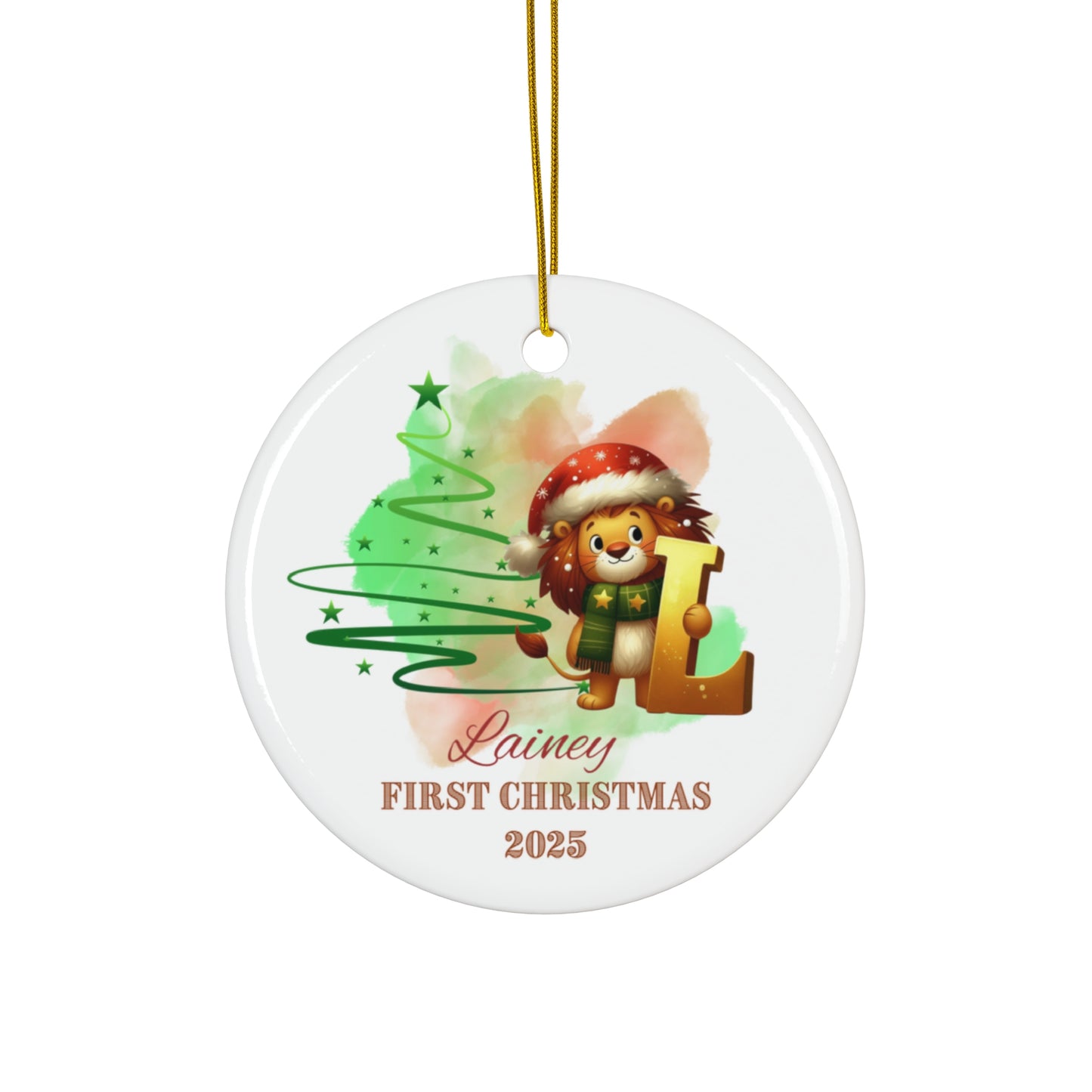 Personalized First Christmas Ornament, Kids Christmas Decor, Unique Holiday Gift, Custom Family Keepsake, Cute Lion Design