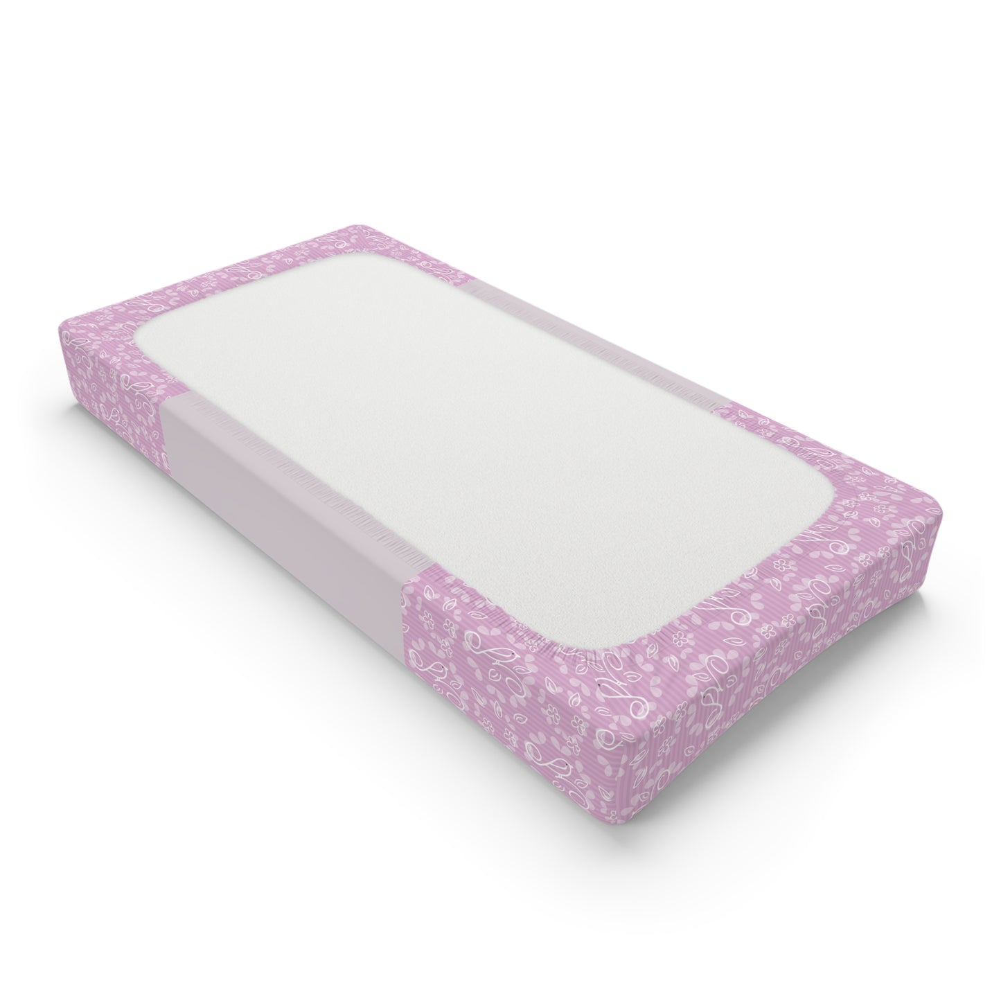 Personalized Baby Changing Pad Cover — Pink Floral with Cute Blue Bird Name (e.g., Natalia)