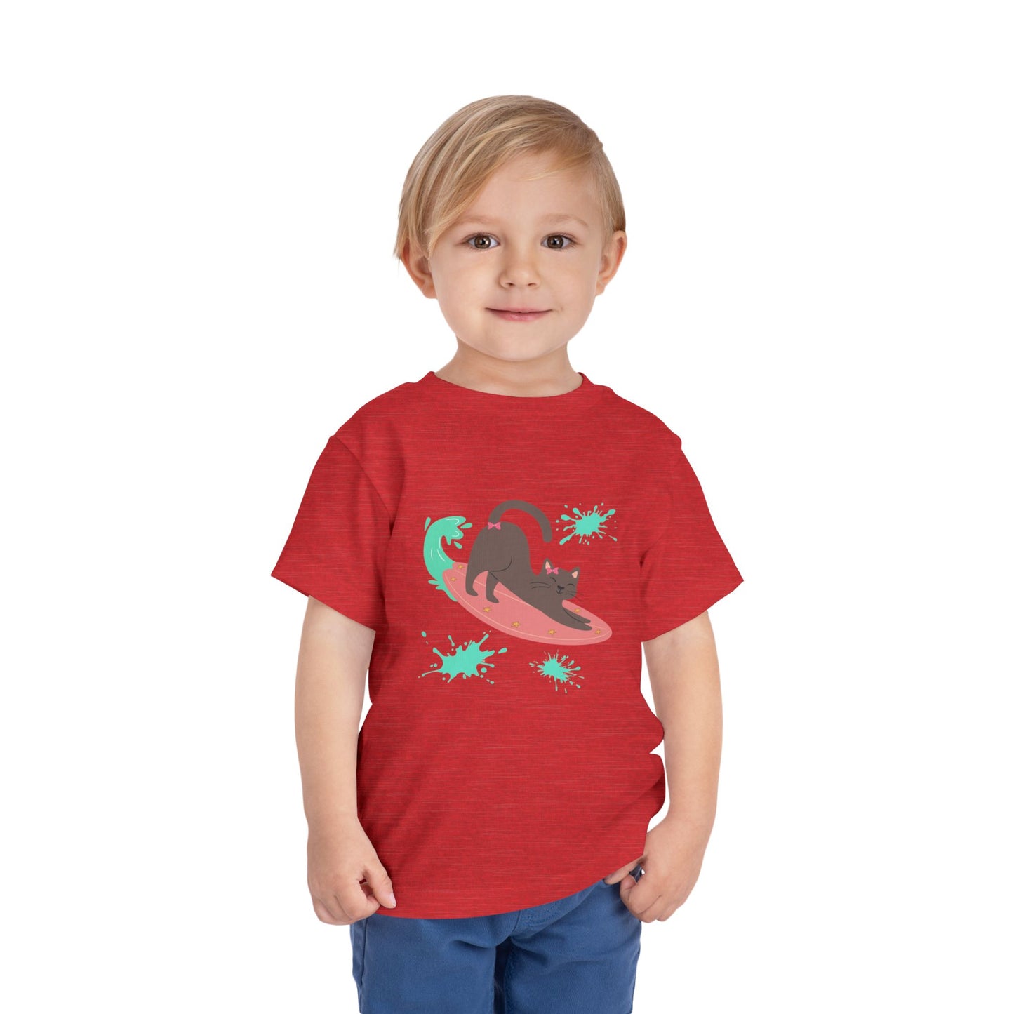 Surfing Cat Toddler Tee, Cute Kids T-Shirt, Summer Wear, Pet Lover Gift, Beach Adventure Shirt