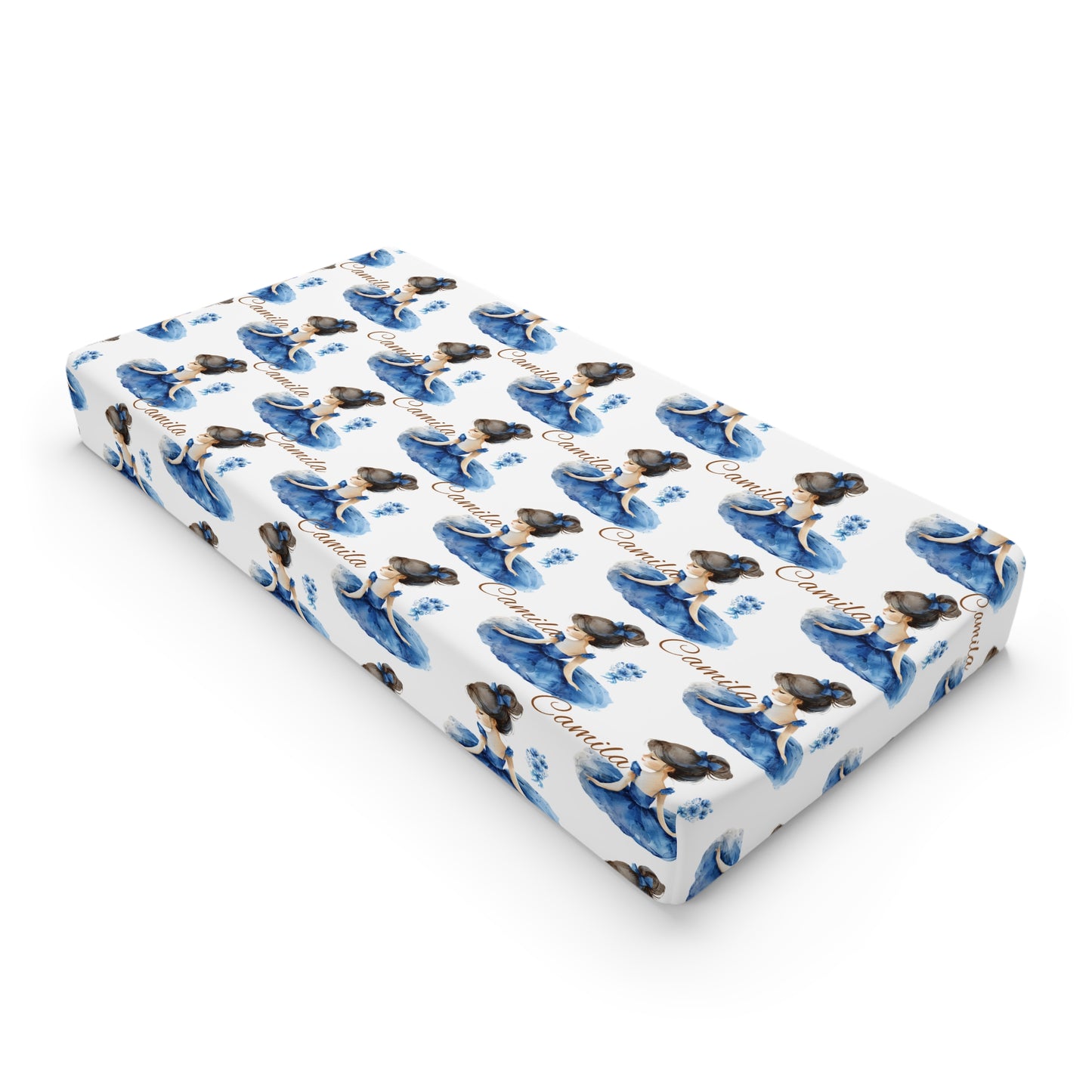 Baby Changing Pad Cover — Blue Watercolor Sloth Print