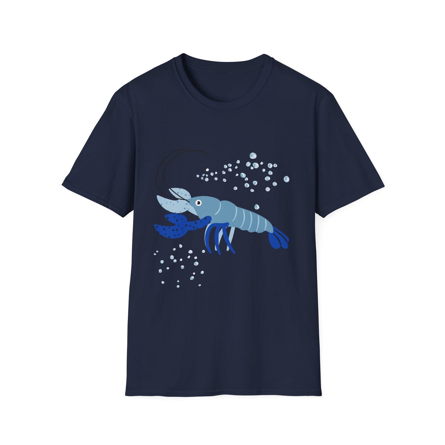 Blue Lobster Unisex Softstyle T-Shirt, Seafood Lover Tee, Summer Casual Wear, Beach T-Shirt, Gift for Foodies