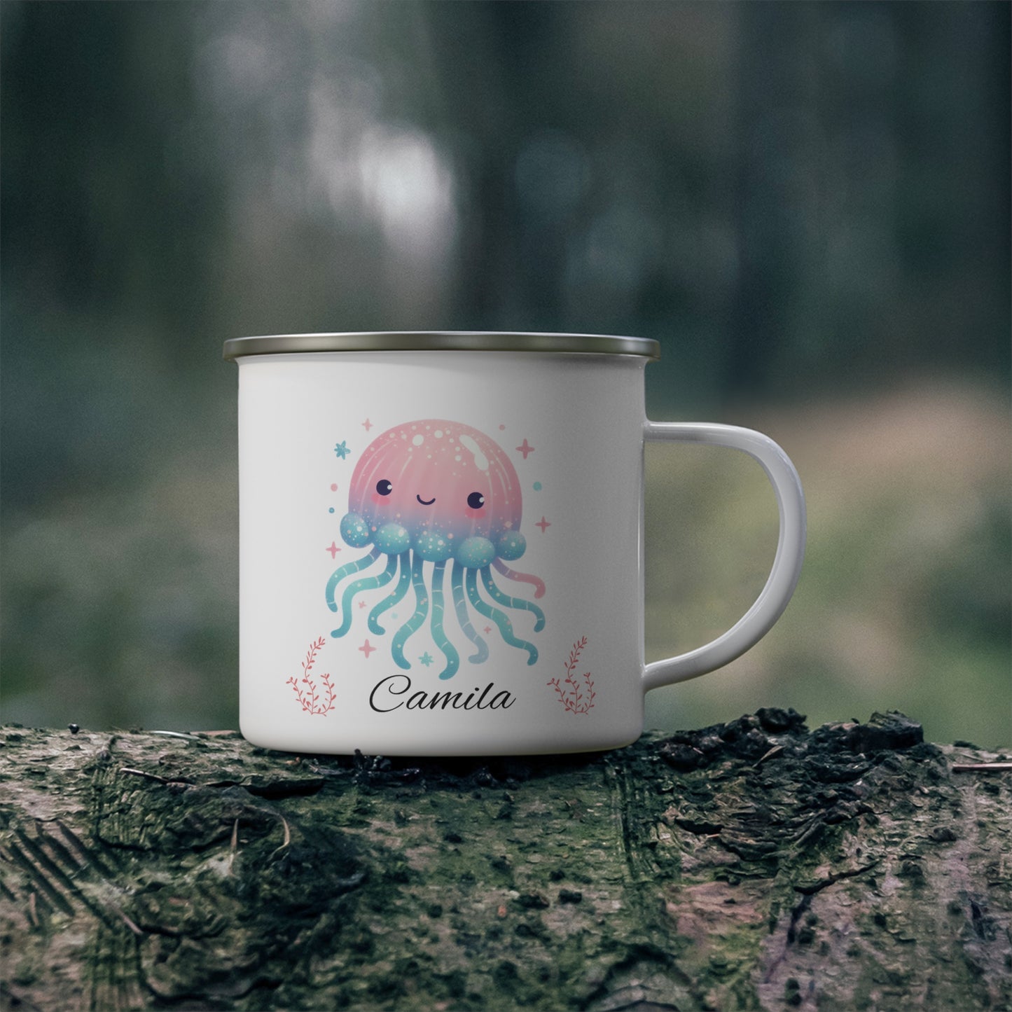 Personalized Jellyfish Enamel Camping Mug