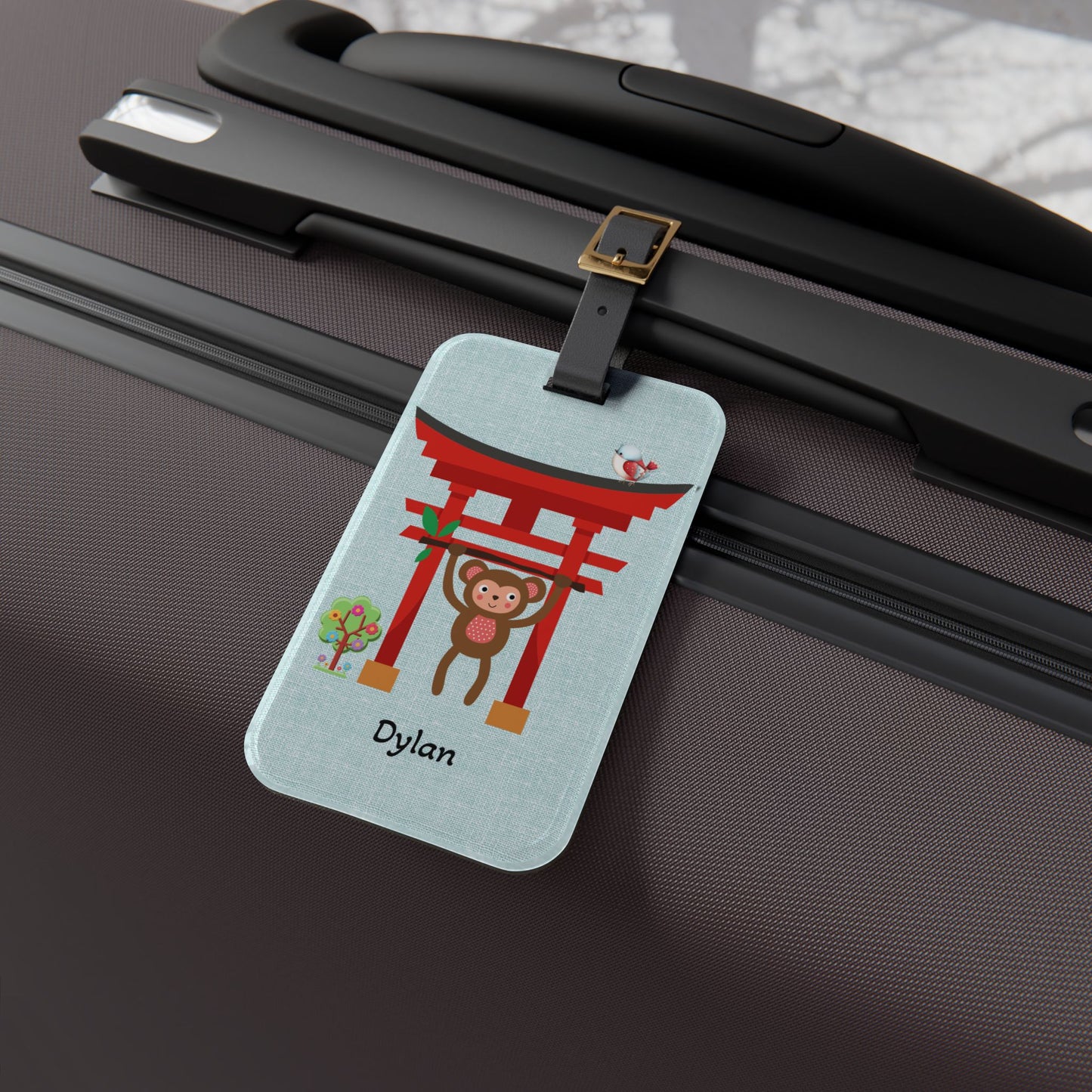 Monkey Torii Luggage Tag — Personalized Kids Travel ID