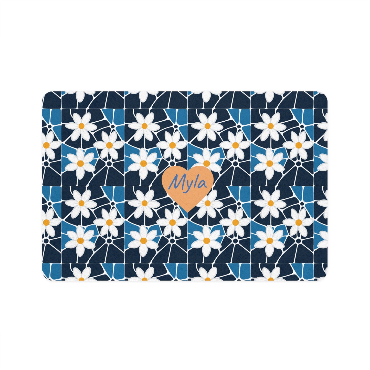 Personalized Daisy Mosaic Pet Food Mat (12x18)