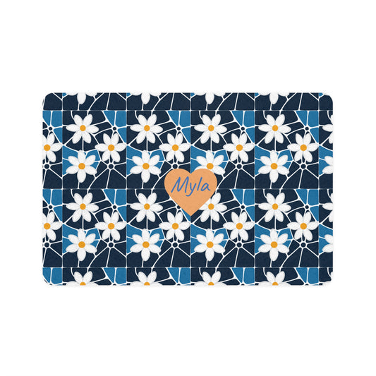 Personalized Daisy Mosaic Pet Food Mat (12x18)