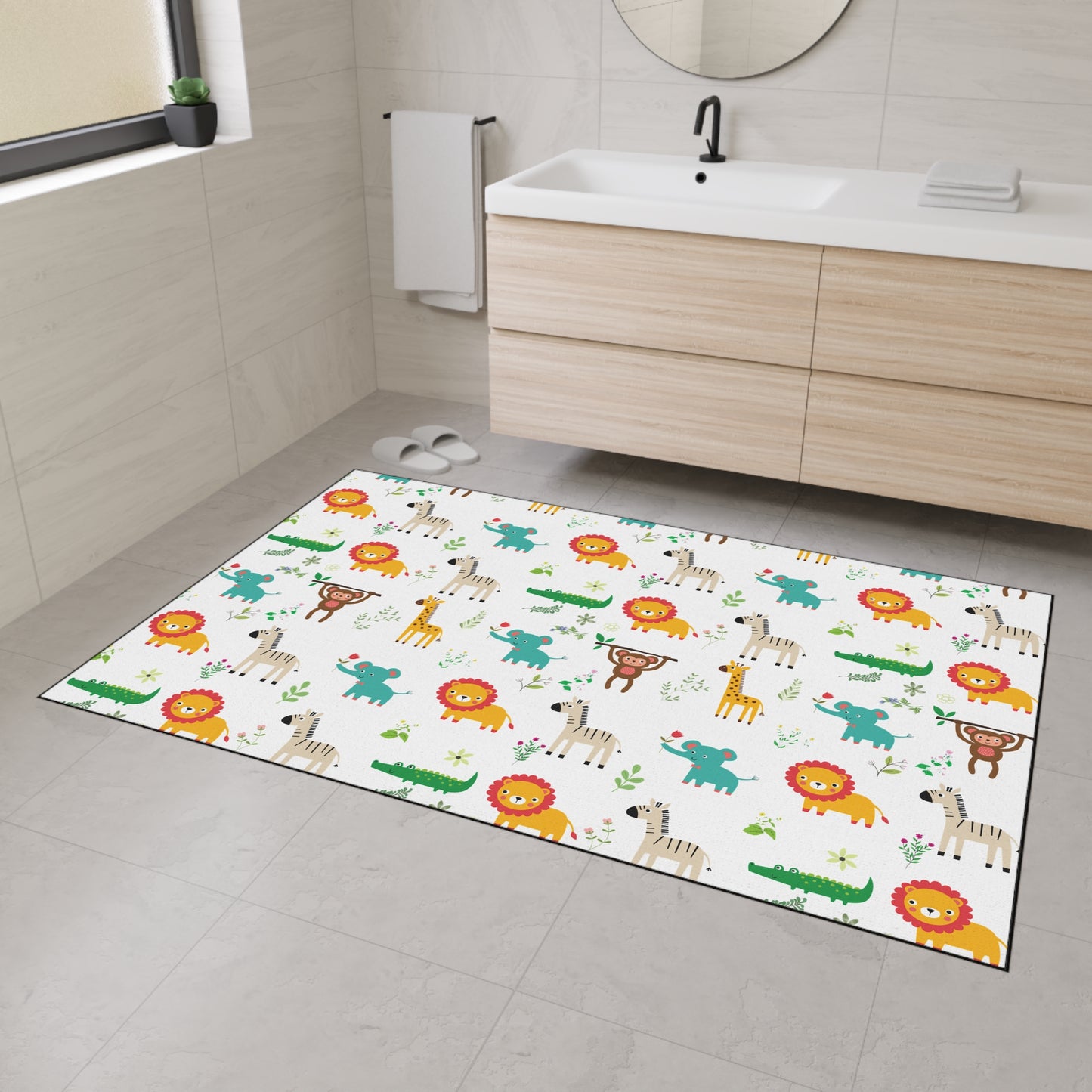 Kids' Safari Animal Floor Mat — Heavy Duty Non-Slip Playroom Rug