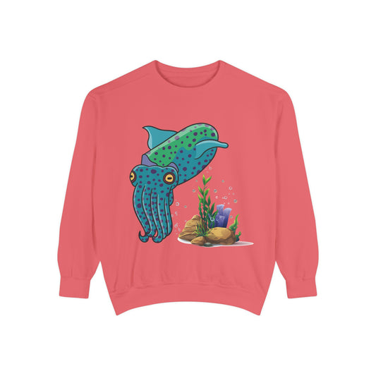 Cute with marine habitat coral and bubbles Unisex Garment-Dyed Sweatshirt