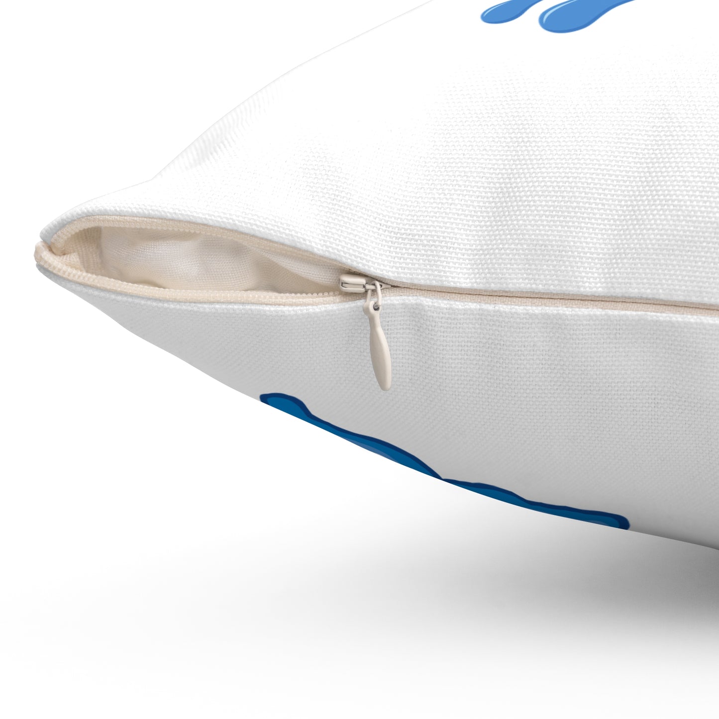 Dolphin wearing a straw hat with stylized water splashes Spun Polyester Square Pillow