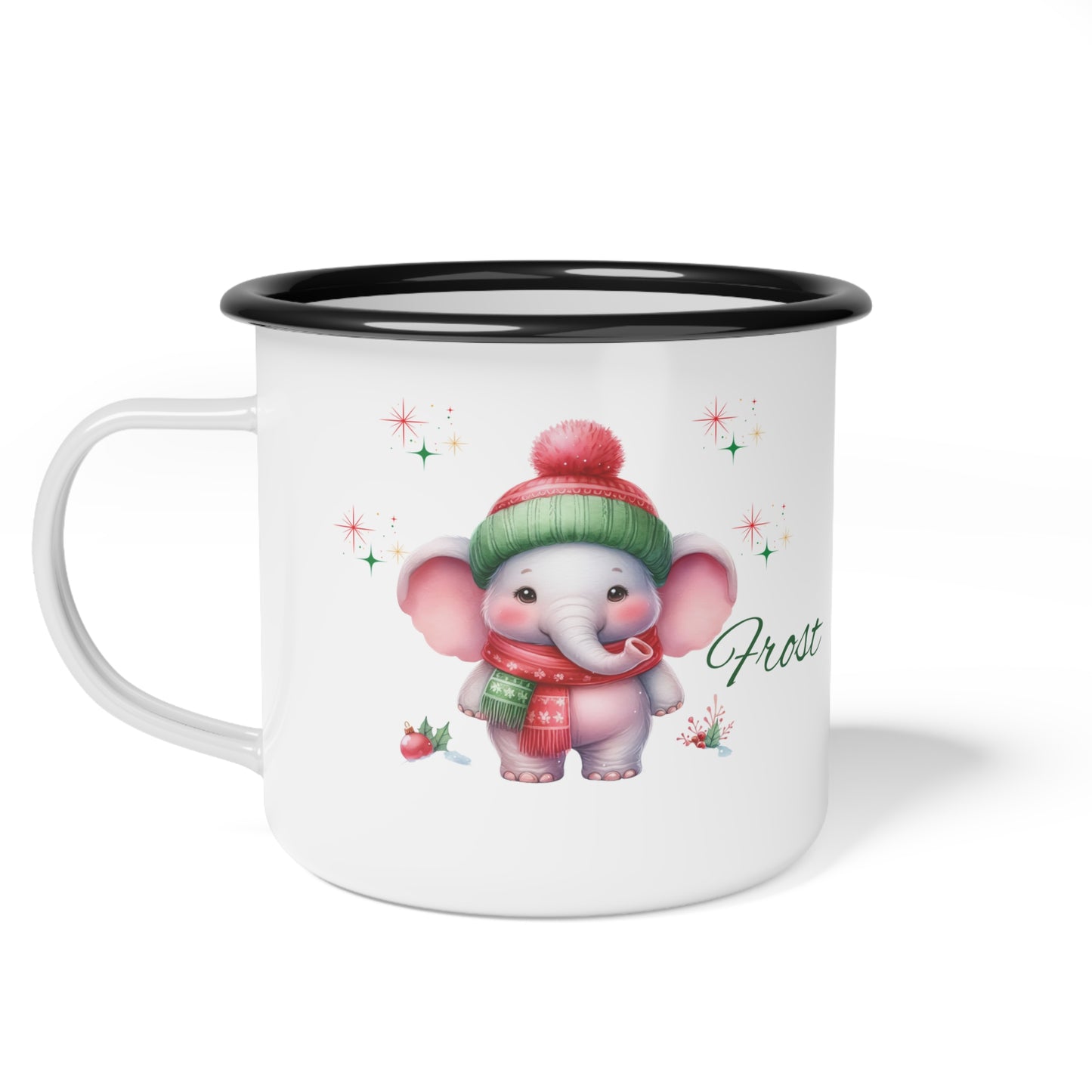 Enamel Camp Cup — Cute Winter Elephant 'Frost' Camping Mug
