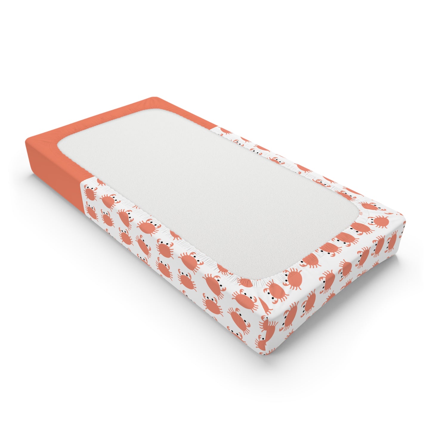 Crab Pattern Baby Changing Pad Cover — Personalized Coral Nursery Accent