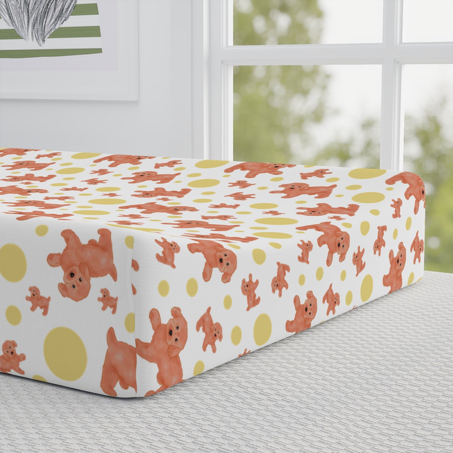 Baby Changing Pad Cover — Personalized Woodland Puppy Pattern with Name