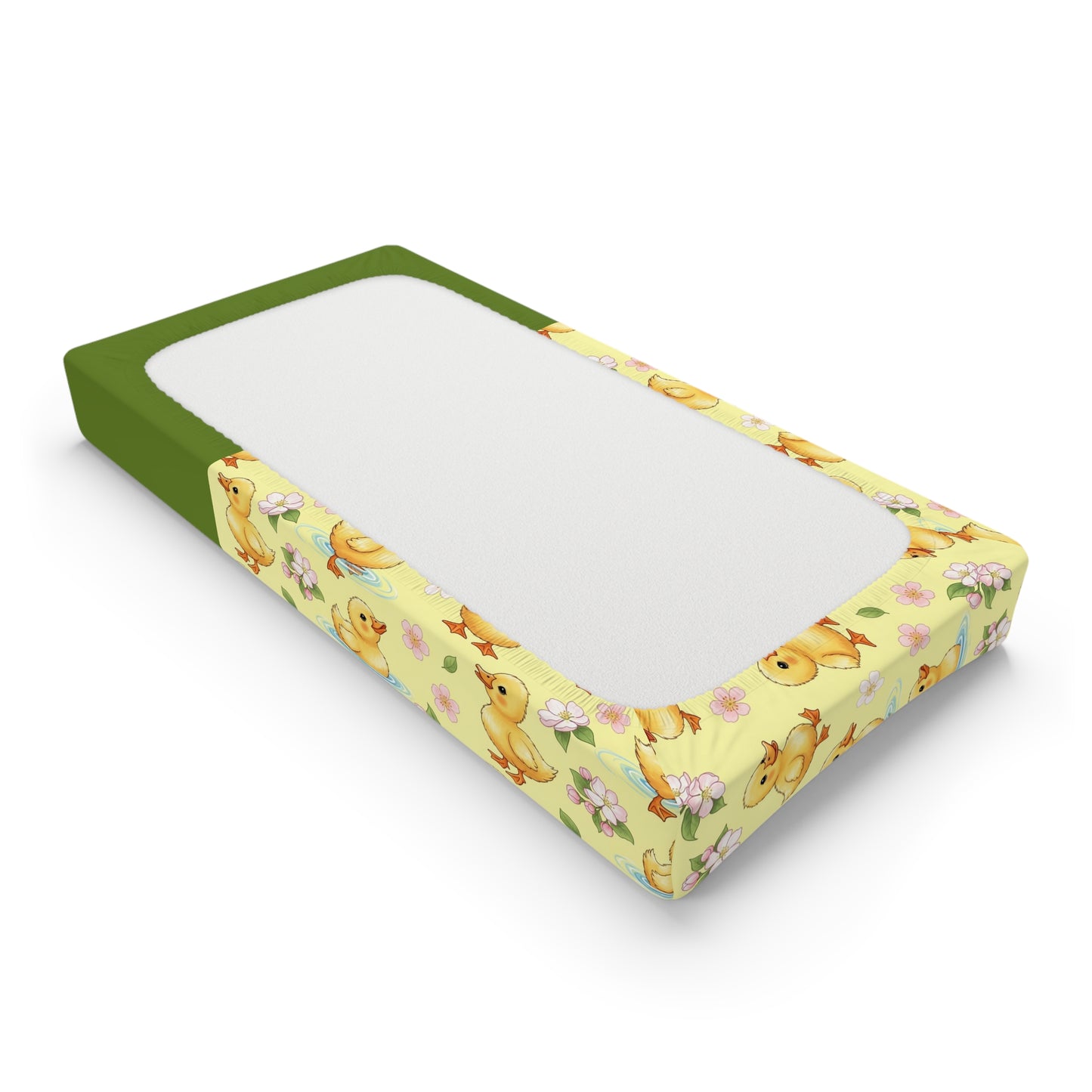 Changing Pad Cover — Cute Yellow Ducklings Floral Waterproof Baby Nursery