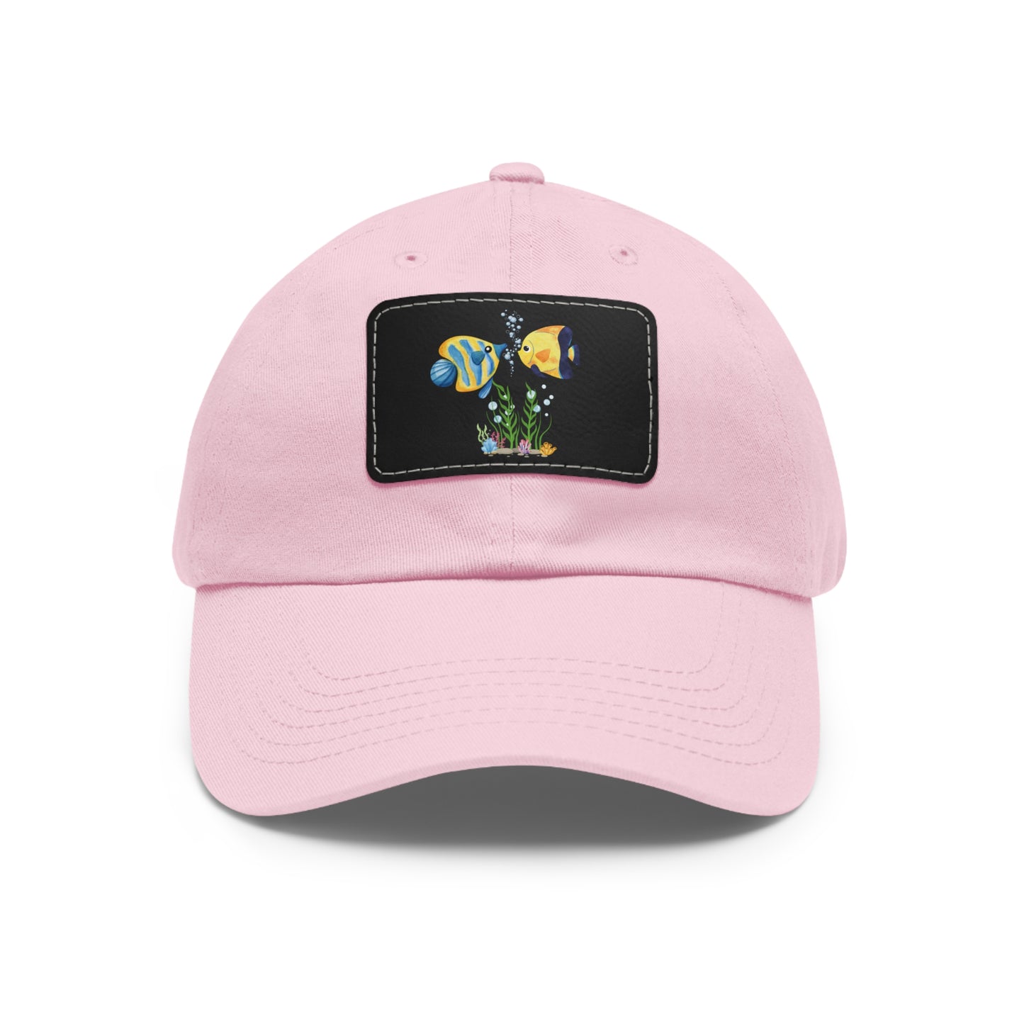 Two fish greet in underwater Dad Hat with Leather Patch (Rectangle)