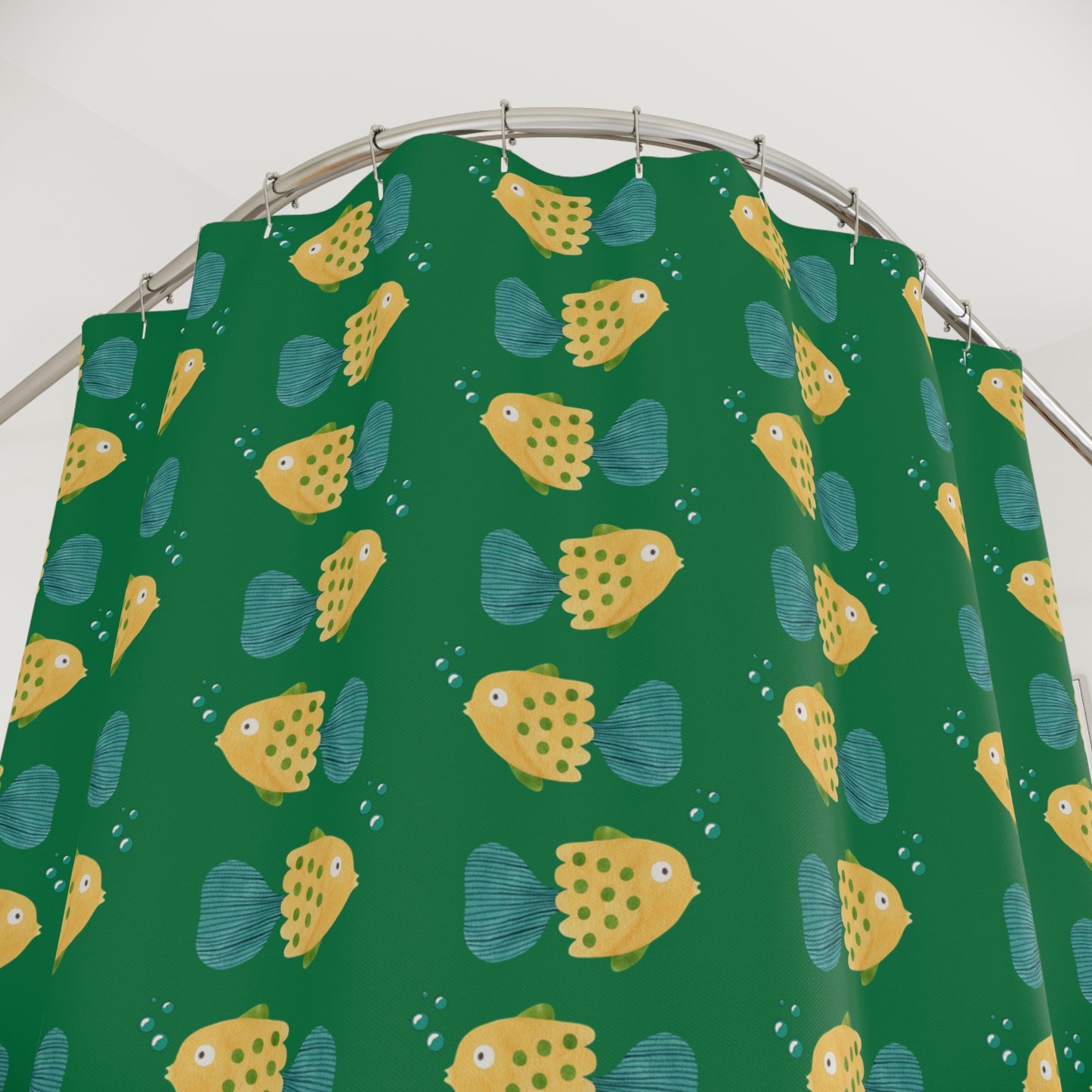 Tropical Pineapple Shower Curtain — Green Patterned Fruit Bath Decor