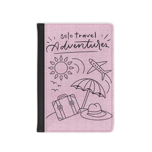 Passport Cover – "Solo Travel Adventurer" Pink Travel Passport Holder