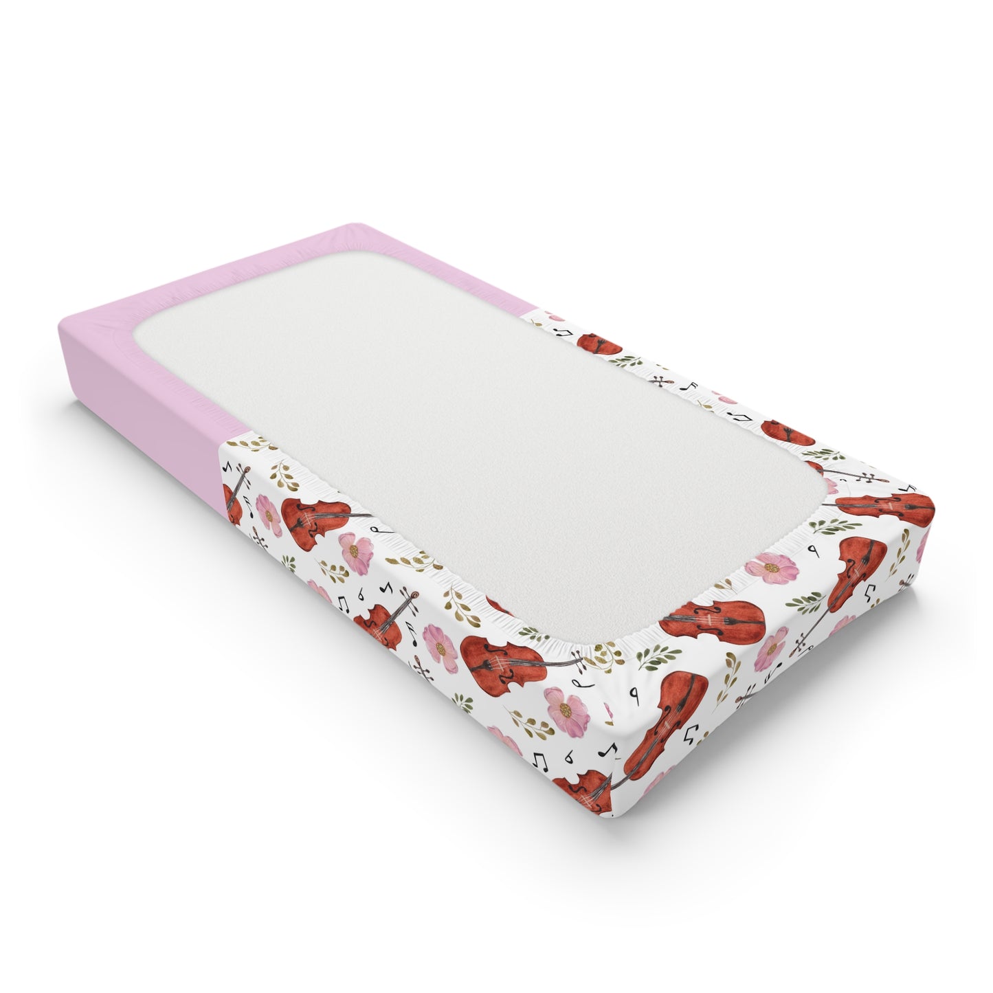 Violin Floral Baby Changing Pad Cover — Personalized Name Option