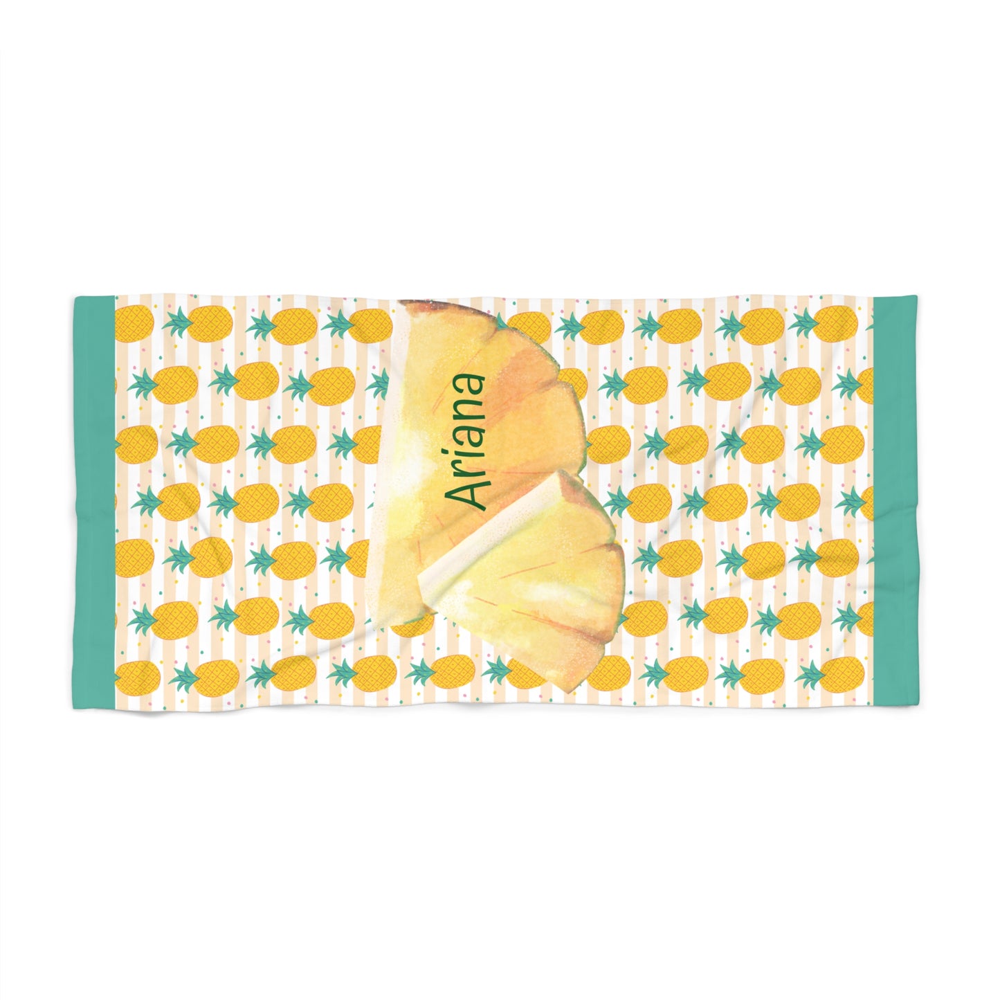 Personalized Pineapple Beach Towel — Custom Name Tropical Summer Towel
