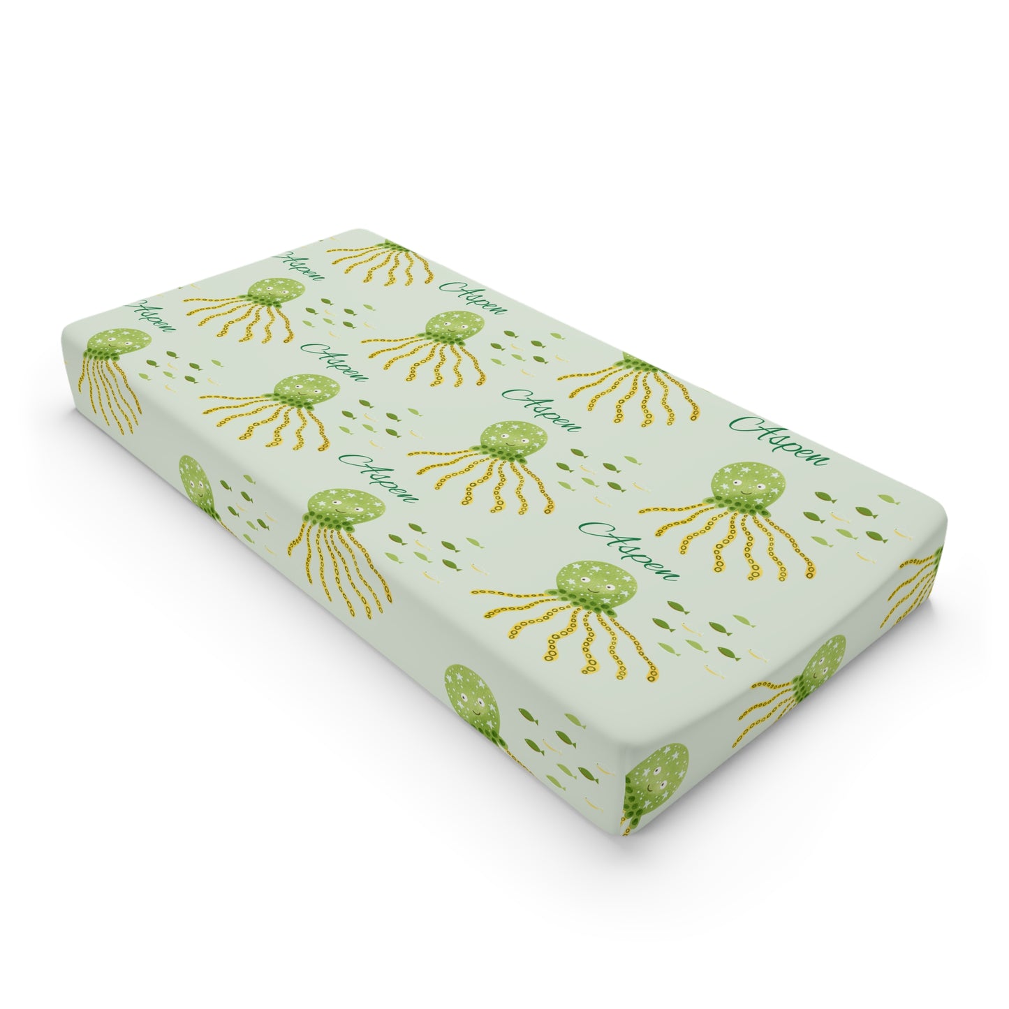 Changing Pad Cover - Green Jellyfish Pattern