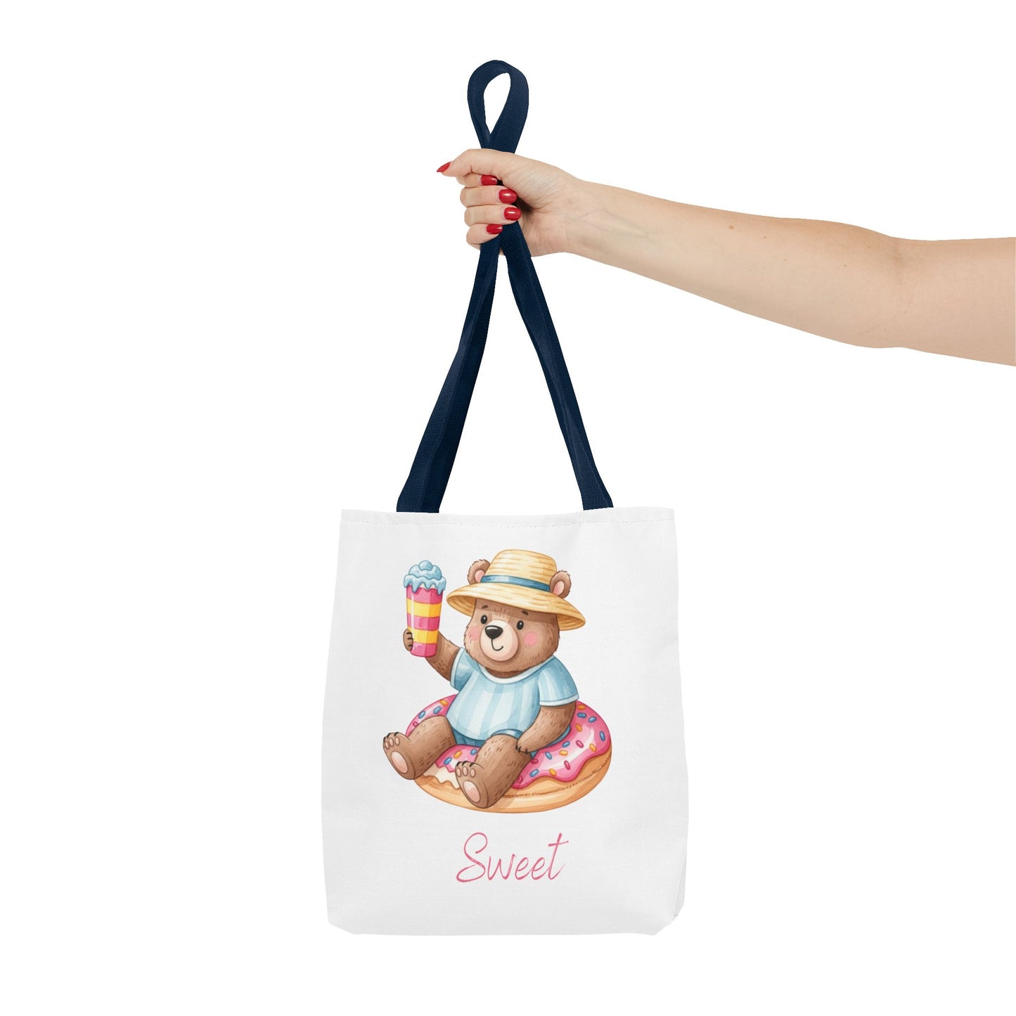 Sweet Bear Beach Tote - Cute Summer Teddy on Donut Float