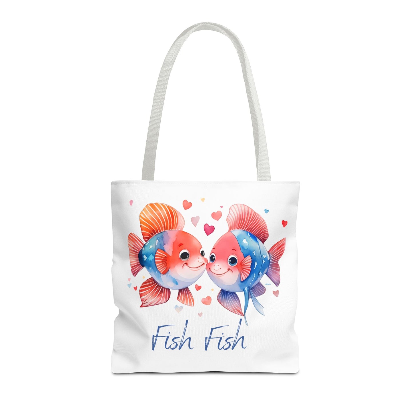 Cute Fish Couple Tote Bag — 'Fish Fish' Romantic Sea Life Beach Shopper