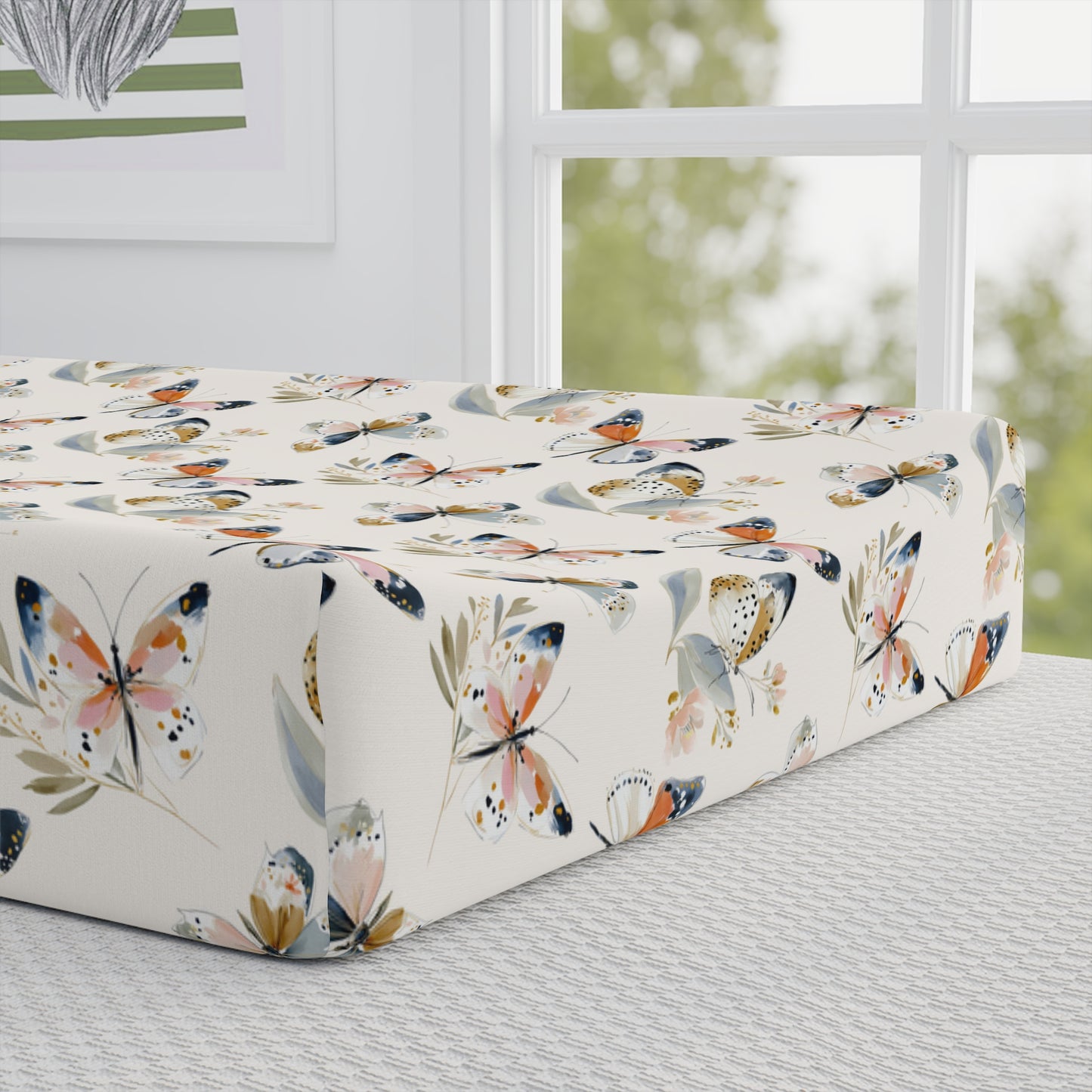 Butterfly Floral Baby Changing Pad Cover — Personalized Name Option