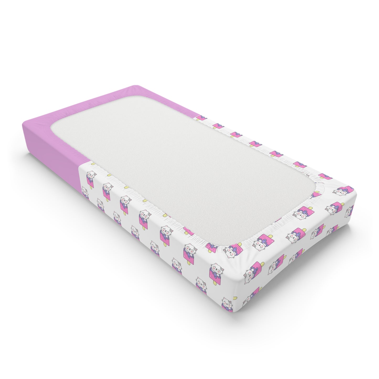 Personalized Cute Cat Baby Changing Pad Cover - Pink Kitty Name (Phoebe)