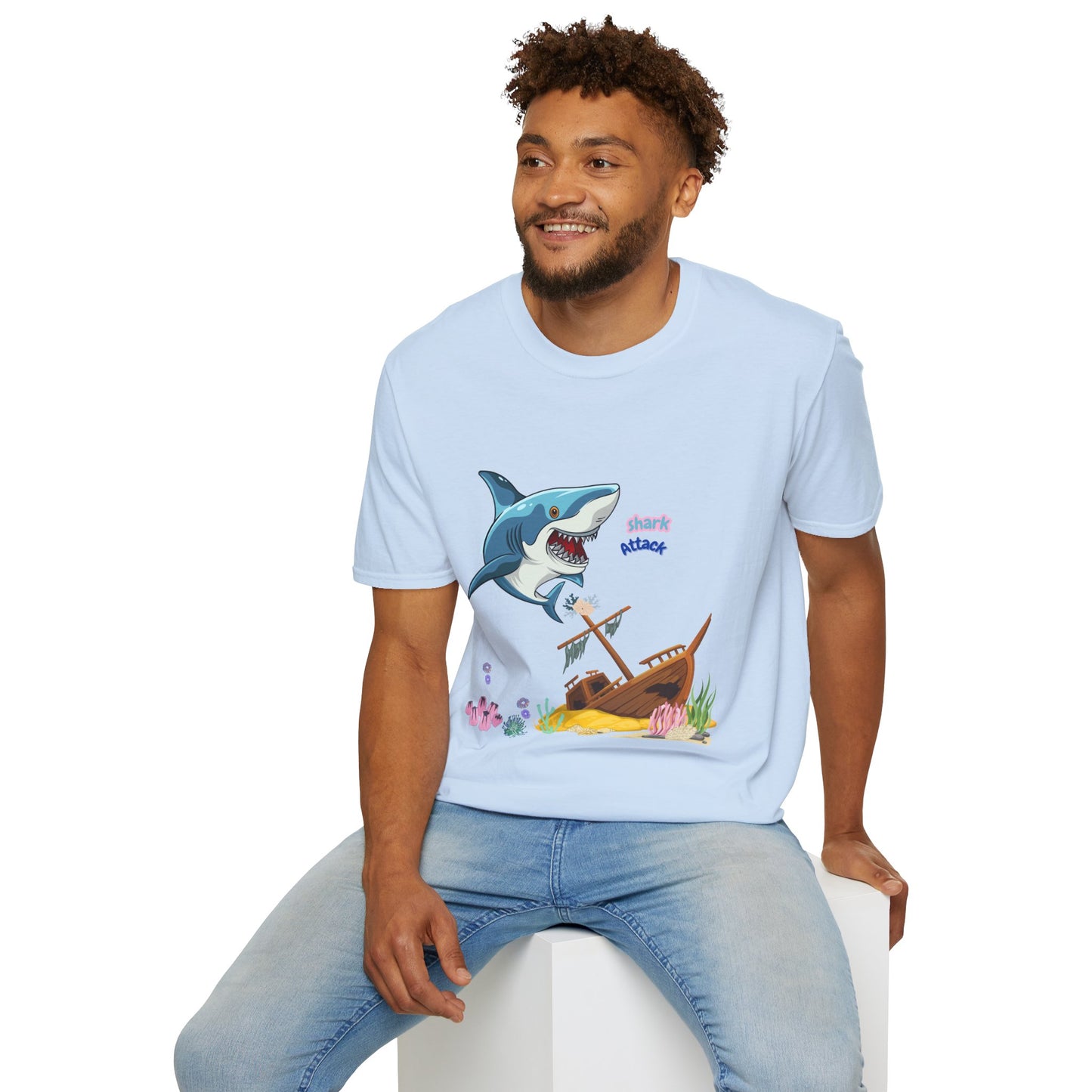 Shark Attack Graphic T-Shirt, Fun Summer Tee, Beach Vacation Top, Gift for Ocean Lovers, Marine Life Apparel